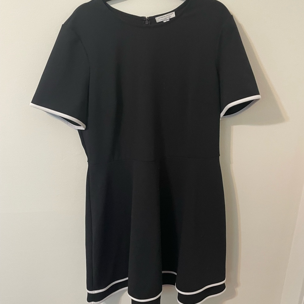 London style black dress with white piping in size 18
